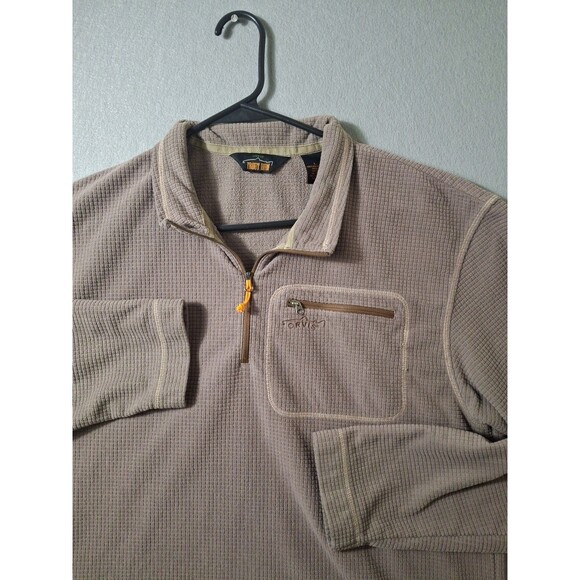 Orvis Trout Bum Sweater Mens Brown Large 1/4 Zip Waffle Fleece Pullover - Picture 2 of 7